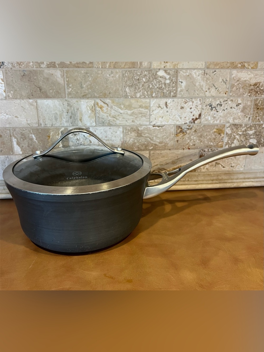 Calphalon Gray Nonstick Saucepan with Glass Lid and Stainless Handle, 2.5 Quart